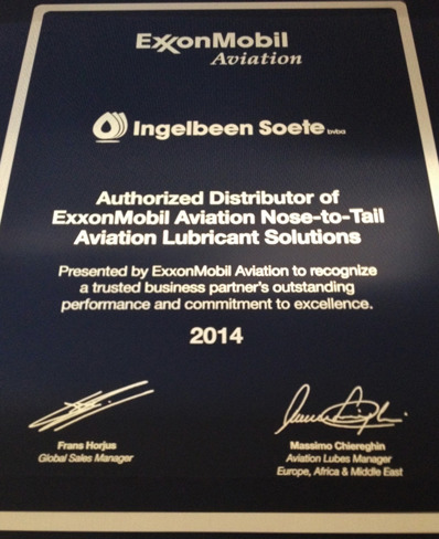 Ingelbeen-Soete outstanding nose-to-tail ExxonMobil Aviation Lubricans Distributor