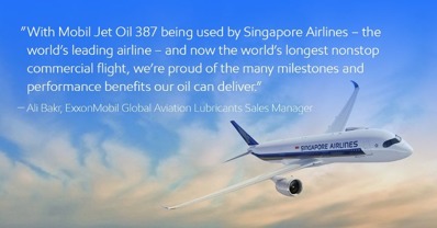 Mobil Jet™ Oil 387 Used in World’s Longest Nonstop Flight Route